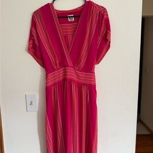 Anne Klein Vibrant Pink Striped Midi Dress